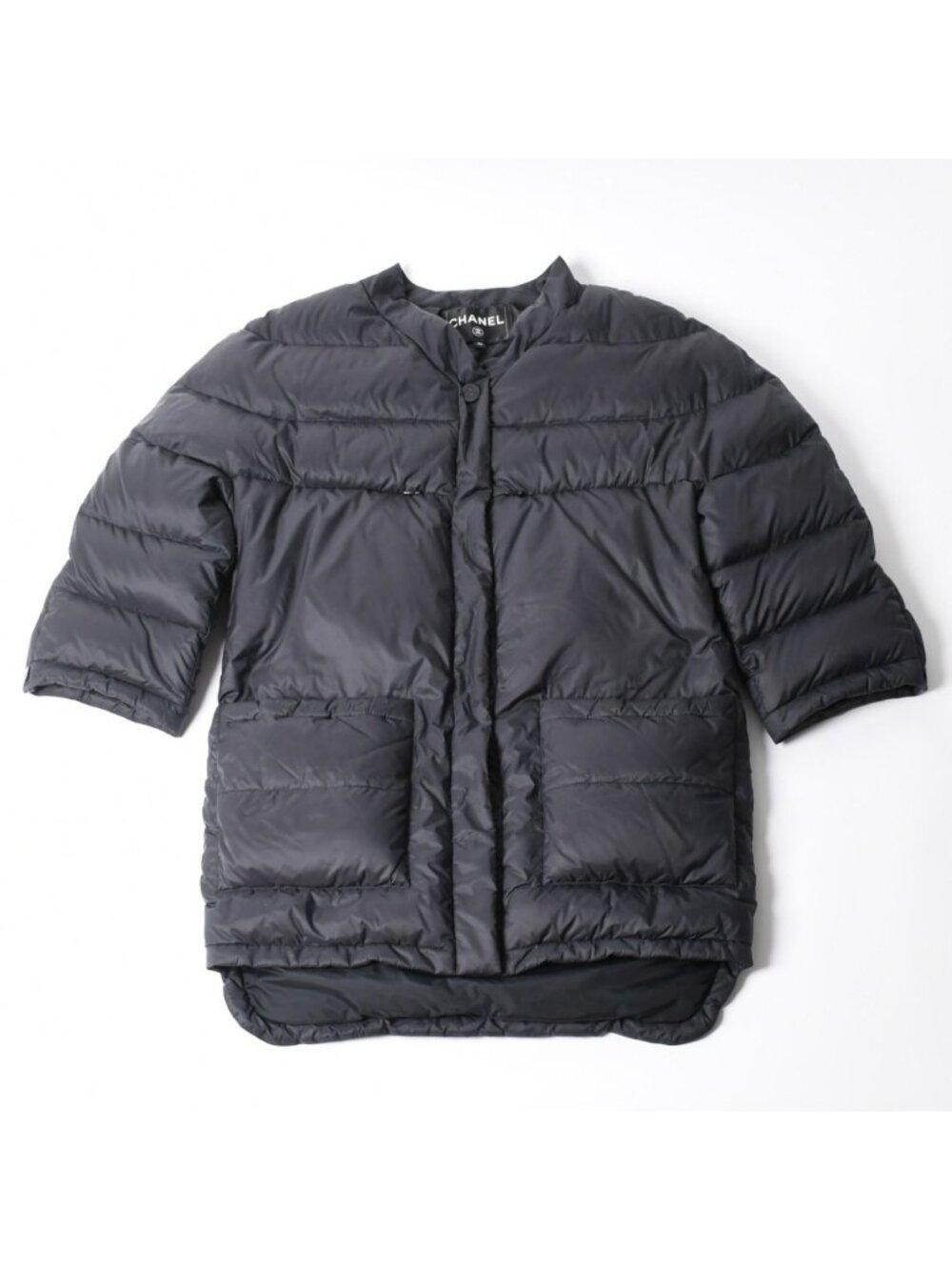 Chanel Down Jacket CC Logo Nylon Navy